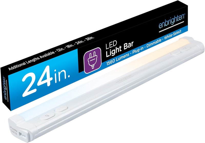 Enbrighten أضواء تحت الخزائن بمدخل 24 بوصة، 1560 لومن، خمسة إعدادات بيضاء من (2700K-6500K)، قابلة للتعتيم بالكامل، تحكم مزامنة بلمسة واحدة، أضواء قابلة للتوصيل تحت الطاولة للمطبخ 82786-T1 - Image 1
